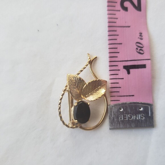 Pin Brooch Gold-toned Heart And Black Stone Costume Jewelry Unbranded Vintage - Picture 4 of 5